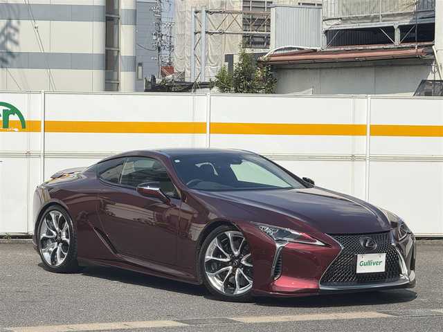 レクサス ＬＣ 500 Sパッケージ 愛知県 2017(平29)年 1.9万km ガーネットレッドマイカ /禁煙車//マークレビンソン//TRDエアロ//CFRPルーフ//CFRPスカーフプレート//Direct Shift10AT//アクティブリヤウィング//トルセンLSD//LDH//VDIM//21インチ鍛造AW/RFT//RS-Rダウンサス//スペーサー//カラーHUD//10.3インチディスプレイナビ//フルセグ/BT/USB/MSV//CD/DVD/microSD/AUX//ステアリング連動バックカメラ//ビルトインETC2.0//ドライブレコーダー//本革×アルカンターラシート//パワーシート&ランバーサポート/D席メモリー式//シートヒーター/シートベンチレーター//ハンドルヒーター//レクサスセーフティシステム＋//PCS/LKA/ACC/AHB/BSM/RCTA//クリアランスソナー//三眼フルLEDヘッドライト//コーナリングライト//リヤフォグランプ//パドルシフト//TRC//ドライブモード//SPORT＋/SPORT/Comfort/ECO/SNOWモード//ABH//革巻きステアリング/ステアリングリモコン//電動格納ステアリング//電動チルト&テレスコピックステアリング//オートリトラクタブルウィンカーミラー//プッシュスタート/スペアスマートキー//純正フロアマット/純正ラゲージマット//保証書/取扱説明書/ナビ取扱説明書//点検整備記録簿H30.31R1.2.3.4.6