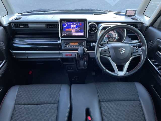 スズキ スペーシア カスタム HYBRID XS 長野県 2021(令3)年 4.2万km ブルーイッシュブラックパール3 禁煙車/ワンオーナー/4WD/純正9インチナビ//Bluetooth/CD/DVD/フルセグTV/全周囲カメラ/USB入力端子/前後ドラレコ/レーダークルーズコントロール/アイドリングストップ/両側パワースライドドア/ハーフレザーシート/前席シートヒーター/ETC/純正AW15インチ/衝突被害軽減システム/横滑り防止装置/レーンキープアシスト/後ろコーナーセンサー/LEDヘッドライト/オートマチックハイビーム/プッシュスタート/スマートキー/スペアキー