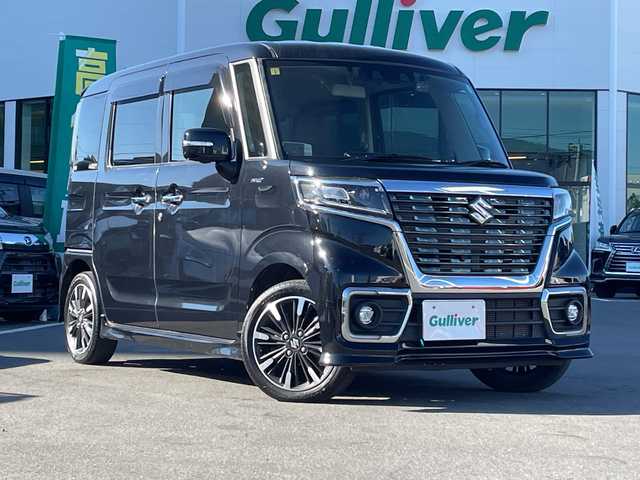 スズキ スペーシア カスタム HYBRID XS 長野県 2021(令3)年 4.2万km ブルーイッシュブラックパール3 禁煙車/ワンオーナー/4WD/純正9インチナビ//Bluetooth/CD/DVD/フルセグTV/全周囲カメラ/USB入力端子/前後ドラレコ/レーダークルーズコントロール/アイドリングストップ/両側パワースライドドア/ハーフレザーシート/前席シートヒーター/ETC/純正AW15インチ/衝突被害軽減システム/横滑り防止装置/レーンキープアシスト/後ろコーナーセンサー/LEDヘッドライト/オートマチックハイビーム/プッシュスタート/スマートキー/スペアキー