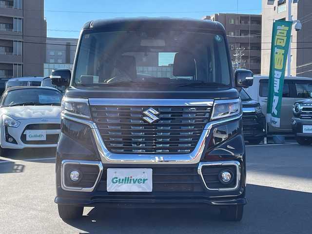 スズキ スペーシア カスタム HYBRID XS 長野県 2021(令3)年 4.2万km ブルーイッシュブラックパール3 禁煙車/ワンオーナー/4WD/純正9インチナビ//Bluetooth/CD/DVD/フルセグTV/全周囲カメラ/USB入力端子/前後ドラレコ/レーダークルーズコントロール/アイドリングストップ/両側パワースライドドア/ハーフレザーシート/前席シートヒーター/ETC/純正AW15インチ/衝突被害軽減システム/横滑り防止装置/レーンキープアシスト/後ろコーナーセンサー/LEDヘッドライト/オートマチックハイビーム/プッシュスタート/スマートキー/スペアキー