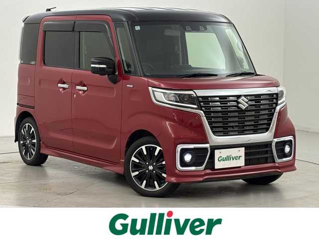 スズキ スペーシア カスタム HYBRID XS 福岡県 2021(令3)年 6万km フェニックスレッドパール/ブルーイッシュブラックパール 純正ナビ/フルセグTV/BT　/全方位カメラ　/両側パワースライドドア　/衝突軽減　/レーダークルーズコントロール　/レーンキープ　/コーナーセンサー　/横滑り防止　/シートヒーター　/ＨＵＤ　/アイドリング　/TVキャンセラー/純正１５インチＡＷ　/ＬＥＤ