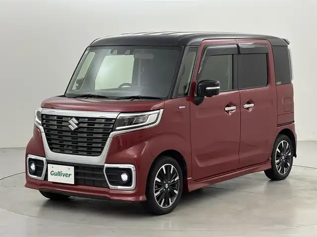 スズキ スペーシア カスタム HYBRID XS 福岡県 2021(令3)年 6万km フェニックスレッドパール/ブルーイッシュブラックパール 純正ナビ/フルセグTV/BT　/全方位カメラ　/両側パワースライドドア　/衝突軽減　/レーダークルーズコントロール　/レーンキープ　/コーナーセンサー　/横滑り防止　/シートヒーター　/ＨＵＤ　/アイドリング　/TVキャンセラー/純正１５インチＡＷ　/ＬＥＤ