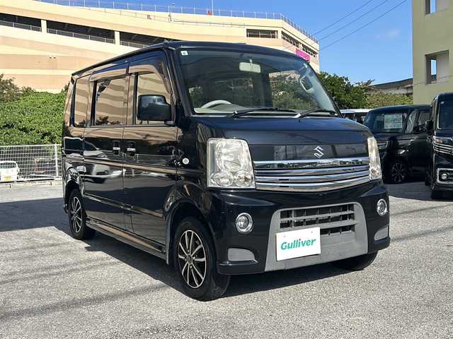 スズキ エブリィ ワゴン PZターボ 沖縄県 2013(平25)年 12万km ブルーイッシュブラックパール3 社外ナビ　/（AM/FM/CD/DVD/BT）　/片側パワースライドドア　/ワンセグTV　/純正フロアマット　/社外13AW　/リモコンキー　/パワーステアリング　/パワーウィンドウ　/ハロゲンヘッドライト