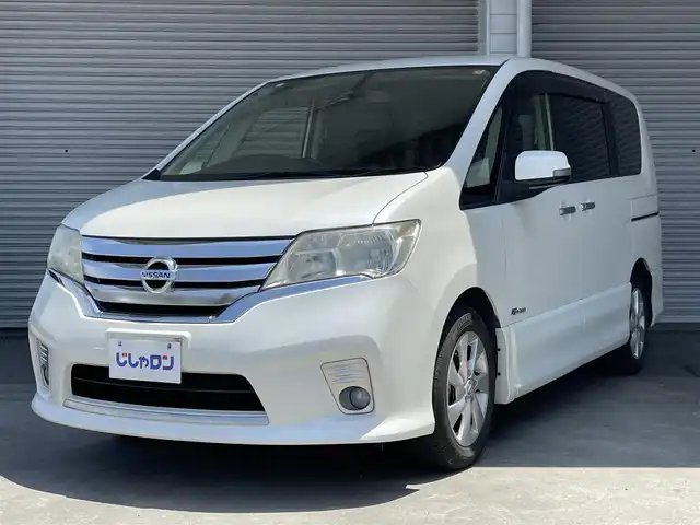 日産 セレナ ハイウェイS G Sハイブリッド 茨城県 2013(平25)年 8.8万km ブリリアントホワイトパール (株)IDOMが運営する【じしゃロン水戸店】の自社ローン専用車両になりますこちらは現金またはオートローンご利用時の価格です。自社ローンご希望の方は別途その旨お申付け下さい/純正SDナビ/-CD DVD フルセグTV　BT-/バックカメラ/両側パワースライドドア/ETC/HIDヘッドランプ/クルーズコントロール