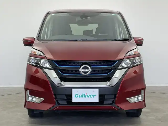 日産 セレナ e－パワー ハイウェイスター V 新潟県 2018(平30)年 5.2万km マルーンレッド プロパイロット/純正SDナビ(型式:MM3180-L)/フリップダウンモニター/両側パワースライドドア/オートライト/ウォークスルー/ステアリングヒーター/シートヒーター/アラウンドビューモニター/パーキングアシスト/本革巻きステアリング