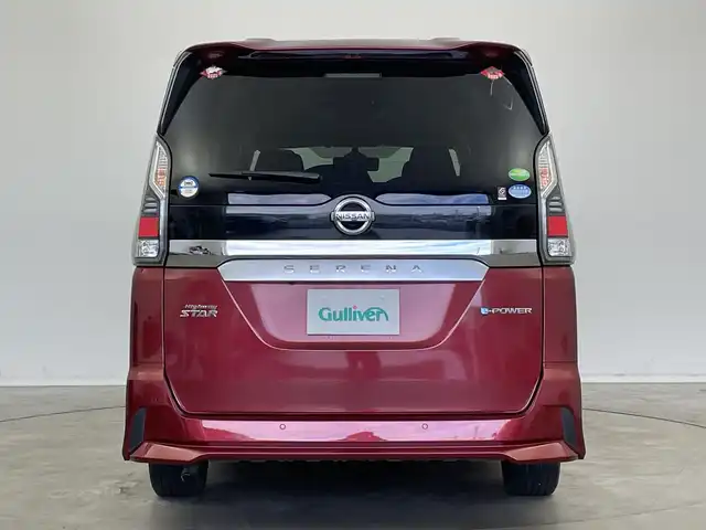 日産 セレナ e－パワー ハイウェイスター V 新潟県 2018(平30)年 5.2万km マルーンレッド プロパイロット/純正SDナビ(型式:MM3180-L)/フリップダウンモニター/両側パワースライドドア/オートライト/ウォークスルー/ステアリングヒーター/シートヒーター/アラウンドビューモニター/パーキングアシスト/本革巻きステアリング