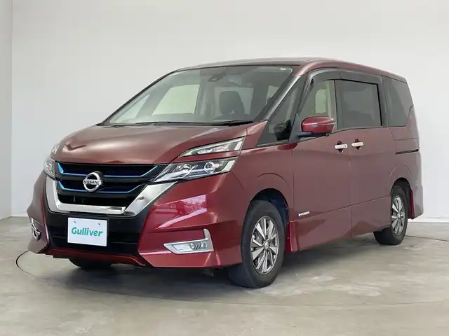 日産 セレナ e－パワー ハイウェイスター V 新潟県 2018(平30)年 5.2万km マルーンレッド プロパイロット/純正SDナビ(型式:MM3180-L)/フリップダウンモニター/両側パワースライドドア/オートライト/ウォークスルー/ステアリングヒーター/シートヒーター/アラウンドビューモニター/パーキングアシスト/本革巻きステアリング