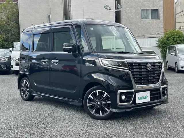 スズキ スペーシア カスタム HYBRID XS ターボ 兵庫県 2019(令1)年 9万km ブルーイッシュブラックパール3 ・ワンオーナー/・純正8インチメモリーナビ/・地デジ/DVD/BT/USB/・ステアリングリモコン/・全方位モニター/・両側パワースライドドア/・ビルトインETC/・ハーフレザーシート/・運転席シートヒーター/・ヘッドアップディスプレイ/・デュアルカメラブレーキサポート/・レーンキープアシスト/・リヤパーキングセンサー/・パドルシフト/・オートLEDヘッドランプ/・LEDフォグランプ/・純正15インチAW/・アイドリングストップ/・クルーズコントロール
