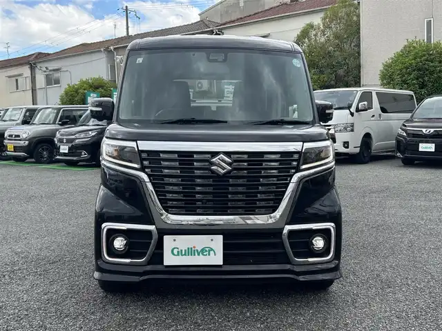 スズキ スペーシア カスタム HYBRID XS ターボ 兵庫県 2019(令1)年 9万km ブルーイッシュブラックパール3 ・ワンオーナー/・純正8インチメモリーナビ/・地デジ/DVD/BT/USB/・ステアリングリモコン/・全方位モニター/・両側パワースライドドア/・ビルトインETC/・ハーフレザーシート/・運転席シートヒーター/・ヘッドアップディスプレイ/・デュアルカメラブレーキサポート/・レーンキープアシスト/・リヤパーキングセンサー/・パドルシフト/・オートLEDヘッドランプ/・LEDフォグランプ/・純正15インチAW/・アイドリングストップ/・クルーズコントロール