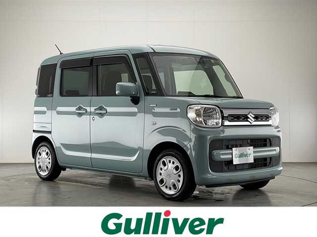 スズキ スペーシア HYBRID X 宮崎県 2018(平30)年 6.4万km オフブルーM 禁煙車/衝突被害軽減ブレーキ/社外ナビTV/（KXM-E502W/CD/DVD/Bluetooth/フルセグTV)/純正ビルトインETC/純正セキュリティアラーム/純正フロアマット/両側電動スライドドア/レーンディパーチャーアラート/クリアランスソナー/エネチャージ/シートヒーター/リアサーキュレーター/オートエアコン/スマートキー/プッシュエンジンスタート/スペアキー/新車時保証書/取扱い説明書