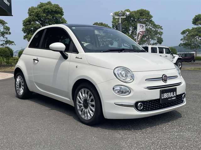 フィアット ５００ ツインエア ドルチェヴィータ 宮崎県 2022(令4)年 3.4万km 白 禁煙車/ガラスルーフ/純正ディスプレイオーディオ/（Bluetooth/AM/FM/USB）/USB入力端子/ETC/純正前後ドライブレコーダー/ステアリングリモコン/パドルシフト/クルーズコントロール/ハーフレザーシート/アイドリングストップ/純正HIDヘッドライト/純正フロアマット/純正15インチアルミ