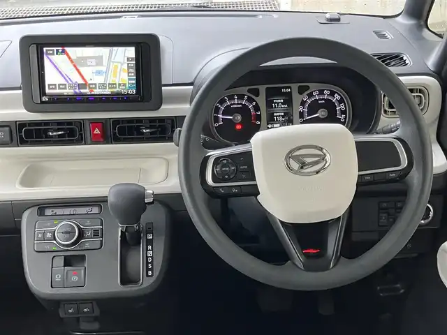 ダイハツ ムーヴ キャンバス ストライプス G 山口県 2022(令4)年 2.1万km シャイニングホワイトパール/レイクブルーメタリック 社外メモリーナビ＆/フルセグTV＆バックカメラ/社外デジタルインナーミラー/フロアマット/純正LEDヘッドライト/純正フォグランプ/スマートキー/エンジンプッシュスタート/両側パワースライド/オートライト/フロントシートヒーター