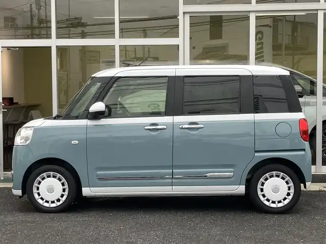 ダイハツ ムーヴ キャンバス ストライプス G 山口県 2022(令4)年 2.1万km シャイニングホワイトパール/レイクブルーメタリック 社外メモリーナビ＆/フルセグTV＆バックカメラ/社外デジタルインナーミラー/フロアマット/純正LEDヘッドライト/純正フォグランプ/スマートキー/エンジンプッシュスタート/両側パワースライド/オートライト/フロントシートヒーター