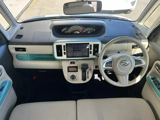 ダイハツ ムーヴ キャンバス G メイクアップ リミテッド　SAⅢ 静岡県 2020(令2)年 3.3万km パールホワイトⅢ/ファインミントメタリック 2トーン 純正8型ナビ/（フルセグTV/FM/AM/Bluetooth/CD/DVD/iPod）/両側電動スライド/全周囲カメラ/ETC/オートライト/オートハイビーム/LEDライト/スマートキー/プッシュスタート/ベンチシート/フルフラットシート/純正フロアマット