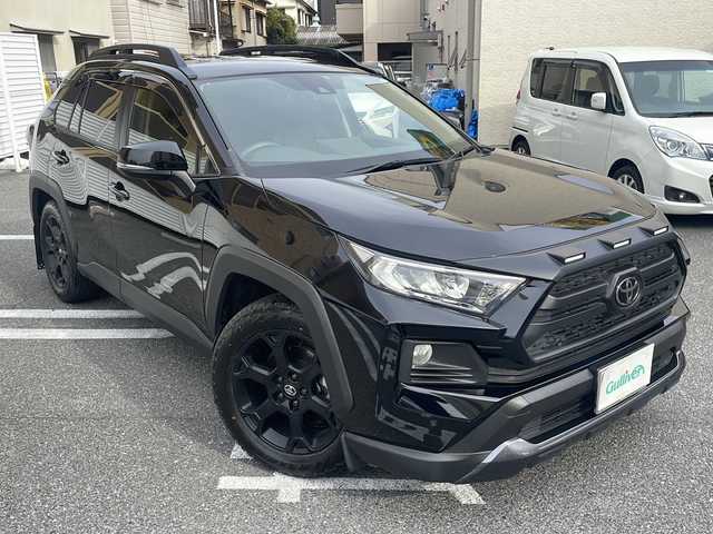 トヨタ ＲＡＶ４ アドベンチャー オフロードPKG 広島県 2021(令3)年 0.8万km アティチュードブラックマイカ /登録時走行距離/　　　　　　　7730キロ/ワンオーナー/社外ナビ/バックカメラ/地デジ/黒革シート/エアシート/PCS/パワーバックドア/ルーフレール/ビルトインETC/新車時整備手帳/　　【保証書】/取扱説明書/