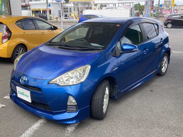 トヨタ アクア S 福島県 2014(平26)年 14.4万km コバルトブルーメタリック 純正ナビ/BT、フルセグTV、MSV/バックカメラ/スマートキー/ETC/純正フロアマット/オートライト/ドアバイザー/電格ミラー