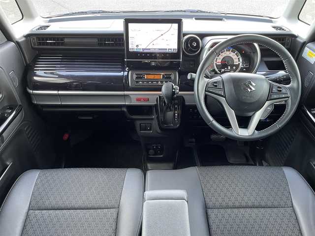 スズキ スペーシア カスタム HYBRID XS 群馬県 2023(令5)年 2.9万km ブルーイッシュブラックパール3 ワンオーナー/純正ナビ/　(AM/FM/TV/BT/USB/DISK)/全方位カメラ/両側パワースライドドア/衝突軽減ブレーキ/レーンキープアシスト/ヘッドアップディスプレイ/コーナーセンサー/横滑り防止機能/アイドリングストップ/レーダークルーズコントロール/ETC/前後ドライブレコーダー/純正ドアバイザー/純正フロアマット/AUTOライト/ステアリングリモコン/D側シートヒーター/後席サンシェード/保証書/取扱説明書/記録簿/スペアキー1