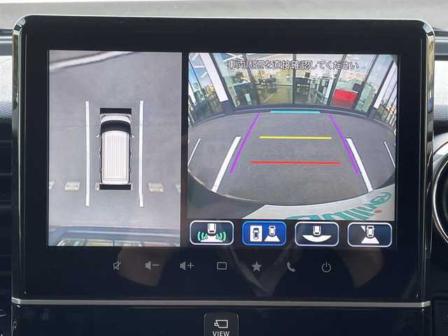 スズキ スペーシア カスタム HYBRID XS 群馬県 2023(令5)年 2.9万km ブルーイッシュブラックパール3 ワンオーナー/純正ナビ/　(AM/FM/TV/BT/USB/DISK)/全方位カメラ/両側パワースライドドア/衝突軽減ブレーキ/レーンキープアシスト/ヘッドアップディスプレイ/コーナーセンサー/横滑り防止機能/アイドリングストップ/レーダークルーズコントロール/ETC/前後ドライブレコーダー/純正ドアバイザー/純正フロアマット/AUTOライト/ステアリングリモコン/D側シートヒーター/後席サンシェード/保証書/取扱説明書/記録簿/スペアキー1