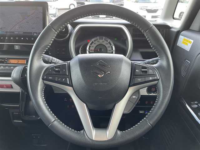 スズキ スペーシア カスタム HYBRID XS 群馬県 2023(令5)年 2.9万km ブルーイッシュブラックパール3 ワンオーナー/純正ナビ/　(AM/FM/TV/BT/USB/DISK)/全方位カメラ/両側パワースライドドア/衝突軽減ブレーキ/レーンキープアシスト/ヘッドアップディスプレイ/コーナーセンサー/横滑り防止機能/アイドリングストップ/レーダークルーズコントロール/ETC/前後ドライブレコーダー/純正ドアバイザー/純正フロアマット/AUTOライト/ステアリングリモコン/D側シートヒーター/後席サンシェード/保証書/取扱説明書/記録簿/スペアキー1