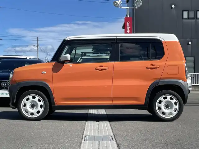 スズキ ハスラー G ターボ 群馬県 2014(平26)年 7.7万km パッションオレンジマイカ/スペリアホワイト ４WD/・ダウンヒルアシストコントロール/衝突被害軽減ブレーキ/純正ナビ/・ワンセグTV/CD/AUX/・バックカメラ/・ETC/・ドライブレコーダー/アイドリングストップ/ターボ/ベンチシート/・シートヒーター/プッシュスタート/・スマートキー/・スペアキー/社外LEDヘッドライト/純正フロアマット/ドアバイザー/グリップコントロール