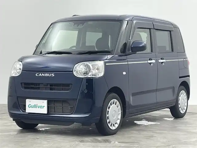 ダイハツ ムーヴ キャンバス セオリー X 群馬県 2023(令5)年 0.9万km レーザーブルークリスタルシャイン 衝突軽減　社外７型ナビ　両側パワースライドドア　ＬＥＤオートヘッドライト　前後コーナーセンサー　ＡＢＳ　横滑り防止装置　ＥＴＣ　アイドリングストップ　スマートキー　プッシュスタート　禁煙車