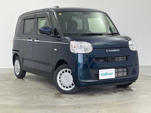 ダイハツ ムーヴ キャンバス セオリー X 新潟県 2023(令5)年 0.9万km レーザーブルークリスタルシャイン 衝突軽減/ケンウッド７型ナビ/(MDV-D310W)/(CD.DVD.フルセグ.Bluetooth)/両側パワースライドドア/ＬＥＤオートヘッドライト/前後コーナーセンサー/横滑り防止装置/ＥＴＣ/アイドリングストップ/スマートキー/プッシュスタート/禁煙車