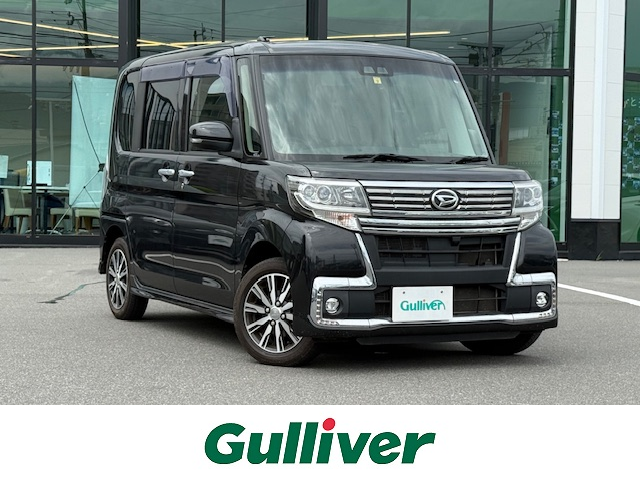 ダイハツ タント カスタム X トップED SA Ⅲ 長野県 2018(平30)年 5.8万km ブラックマイカメタリック 純正メモリナビ（NMZK-W68D）/FM・AM・DVD・CD・フルセグTV/Bluetooth Audio/バックカメラ/衝突被害軽減ブレーキ/片側パワースライドドア/アイドリングストップ/ハーフレザーシート/D席シートヒーター/コーナーセンサー/プッシュスタート/スマートキー/スペアキー/ドアバイザー/ETC