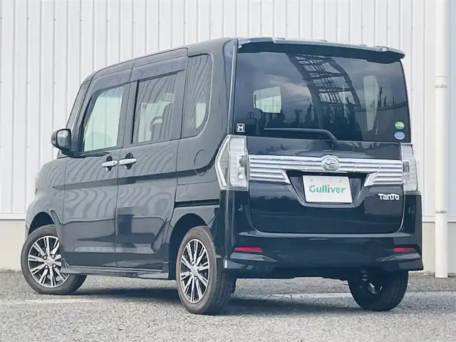 ダイハツ タント カスタム X トップED SA Ⅲ 熊本県 2018(平30)年 5.8万km ブラックマイカメタリック 純正メモリナビ（NMZK-W68D）/FM・AM・DVD・CD・フルセグTV/Bluetooth Audio/バックカメラ/衝突被害軽減ブレーキ/片側パワースライドドア/アイドリングストップ/ハーフレザーシート/D席シートヒーター/コーナーセンサー/プッシュスタート/スマートキー/スペアキー/ドアバイザー/ETC