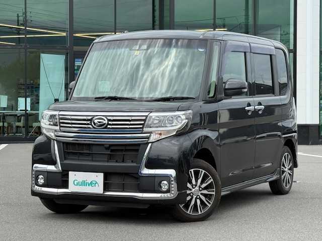 ダイハツ タント カスタム X トップED SA Ⅲ 熊本県 2018(平30)年 5.8万km ブラックマイカメタリック 純正メモリナビ（NMZK-W68D）/FM・AM・DVD・CD・フルセグTV/Bluetooth Audio/バックカメラ/衝突被害軽減ブレーキ/片側パワースライドドア/アイドリングストップ/ハーフレザーシート/D席シートヒーター/コーナーセンサー/プッシュスタート/スマートキー/スペアキー/ドアバイザー/ETC