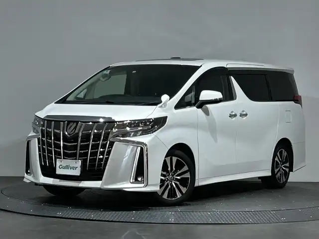 トヨタ アルファード S Cパッケージ 愛媛県 2022(令4)年 2.2万km ホワイトパールクリスタルシャイン ワンオーナー　サンルーフ　純正8型ディスプレイオーディオ　CD DVD Bluetooth　フルセグ　AppleCarPlay　Androidauto USB　純正フリップダウンモニター　バックカメラ　両側パワースライドドア　レーダークルーズコントロール　パワーバックドア　3眼LEDヘッドライト　シートヒーター　ベンチレーション