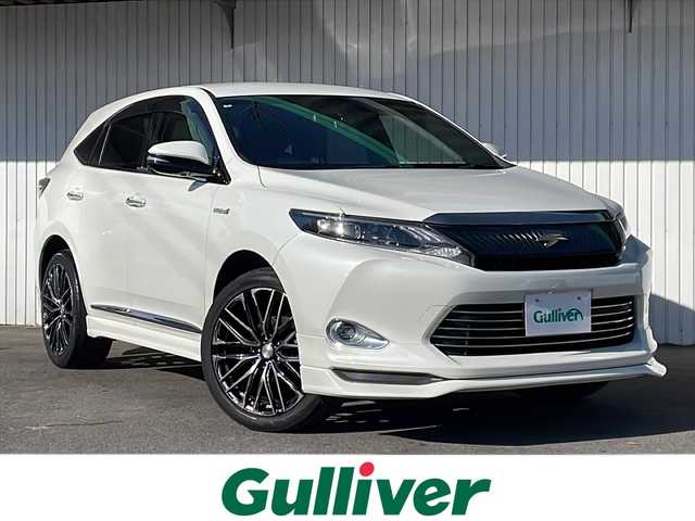 トヨタ ハリアー ハイブリッド エレガンス 長野県 2015(平27)年 7.6万km ホワイトパールクリスタルシャイン ４WD/純正9型ナビフルセグTV/Weds20インチアルミ/社外エアロ/ハーフレザーシート/ドライブレコーダー/プッシュスタート/スマートキー/パワーシート