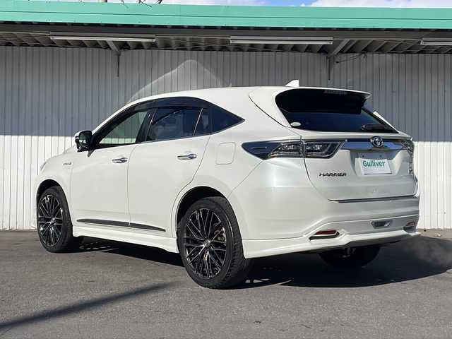 トヨタ ハリアー ハイブリッド エレガンス 長野県 2015(平27)年 7.6万km ホワイトパールクリスタルシャイン ４WD/純正9型ナビフルセグTV/Weds20インチアルミ/社外エアロ/ハーフレザーシート/ドライブレコーダー/プッシュスタート/スマートキー/パワーシート