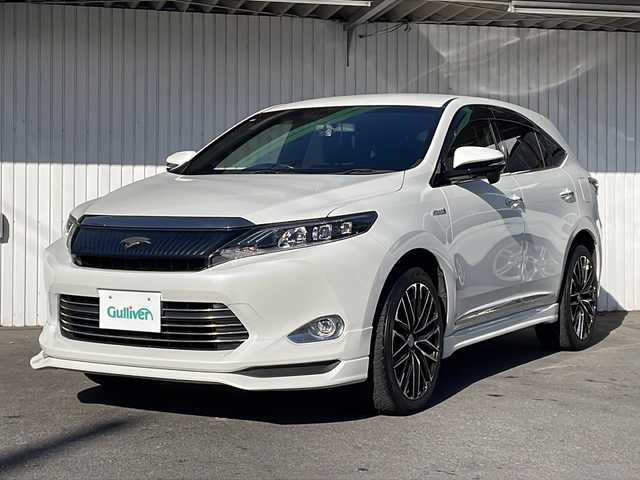 トヨタ ハリアー ハイブリッド エレガンス 長野県 2015(平27)年 7.6万km ホワイトパールクリスタルシャイン ４WD/純正9型ナビフルセグTV/Weds20インチアルミ/社外エアロ/ハーフレザーシート/ドライブレコーダー/プッシュスタート/スマートキー/パワーシート