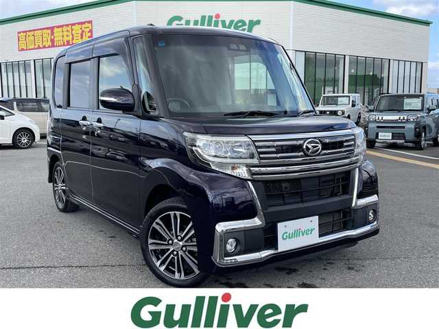 ダイハツ タント カスタム RS トップED SA Ⅲ 鳥取県 2017(平29)年 4.9万km ナイトシャドーパープルクリスタルM ４ＷＤ・ターボ/純正８インチナビ／フルセグ／ＤＶＤ／ＣＤ／ＢＴ/バックカメラ/ドライブレコーダー/スマートアシスト/両側パワースライド/純正１５インチアルミホイール/ＬＥＤヘットライト/フォグライト/プッシュスタート/シートヒーター/エコアイドル/ハーフレザーシート/ウィンカーミラー/フロアマット・バイザー