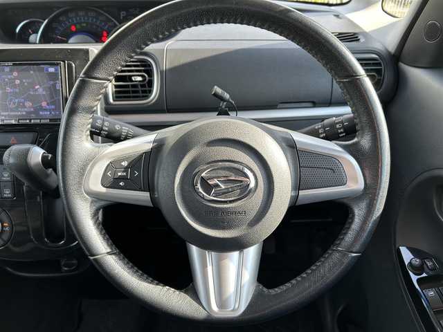 ダイハツ タント カスタム RS トップED SA 愛媛県 2014(平26)年 9.6万km タングステングレーM 禁煙車/登録時走行距離：95826km/ディーラーオプション純正ナビ/CD/DVD/ワンセグTV/バックカメラ/社外ETC/衝突被害軽減システム/横滑り防止装置/LEDヘッドライト/フォグランプ/オートライト/オートマチックハイビーム/両側パワースライドドア/エンジンスタートボタン/スマートキー/純正フロアマット
