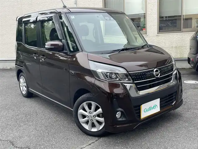 日産 デイズ ルークス ハイウェイスター Xターボ 静岡県 2017(平29)年 4.7万km モカブラウンP 社外ナビ/フルセグTV/DVD/CD/BT/SD/MSV/全方位カメラ/片側電動スライドドア/衝突軽減ブレーキ/オートハイビーム/LEDヘッドライト/前方ドライブレコーダー/ETC/純正14インチAW/スマートキー×2/保証書/取扱説明書/R7点検記録簿有