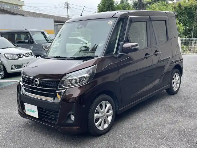 日産 デイズ ルークス ハイウェイスター Xターボ 静岡県 2017(平29)年 4.7万km モカブラウンP 社外ナビ/フルセグTV/DVD/CD/BT/SD/MSV/全方位カメラ/片側電動スライドドア/衝突軽減ブレーキ/オートハイビーム/LEDヘッドライト/前方ドライブレコーダー/ETC/純正14インチAW/スマートキー×2/保証書/取扱説明書/R7点検記録簿有