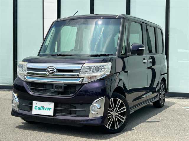 ダイハツ タント カスタム RS SA 大阪府 2013(平25)年 5.9万km ナイトシャドーパープルクリスタルM スマートアシスト/社外ナビ/   TV/CD/DVD/Bluetooth/USB/バックモニター/両側パワースライドドア/前方ドライブレコーダー/アイドリングストップ/ステアリングスイッチ/純正15インチアルミホイール/プッシュスタート/スマートキー/ＥＴＣ/ＬＥＤ/禁煙車