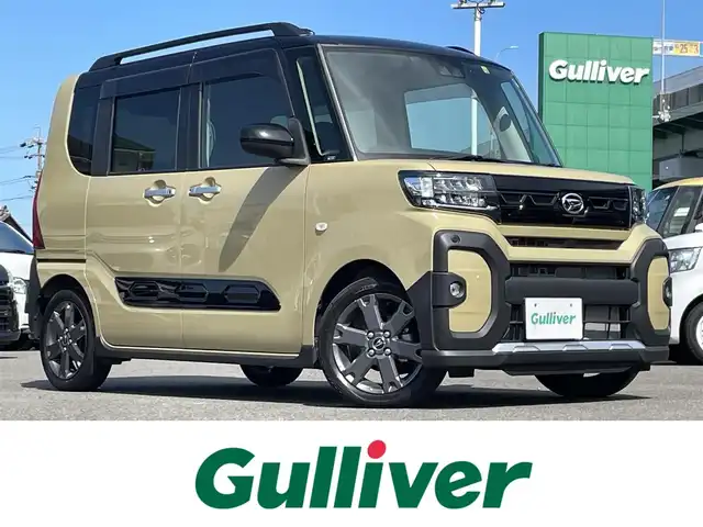 ダイハツ タント ファンクロスターボ 愛知県 2022(令4)年 0.7万km ブラックマイカメタリック/サンドベージュメタリック ターボ車/スマートキー/プッシュスタート/純正ナビ/（CD/DVD/FM/AM/BTHDMI）/フルセグTV/バックカメラ/ビルトインETC/純正15インチAW/両側パワースライドドア /プリクラッシュセーフティシステム/クリアランスソナー /アイドリングストップ/前後ドライブレコーダー/ステアリングスイッチ/純正フロアマット/純正ドアバイザー/ルーフレール/オートライト/取説、保証書