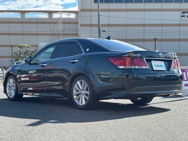 トヨタ クラウン ハイブリッド アスリートG 宮城県 2014(平26)年 10.4万km プレシャスブラックパール 登録時走行距離103420km/純正HDDナビ/フルセグTV/Bluetooth/AM/FM/CD/DVD/レーダークルーズコントロール/オートライト/バックカメラ/ドライブレコーダー/インテリジェットクリアランスソナー/プリクラッシュセーフティ/パワーシート/シートメモリー/プッシュスタート/スマートキー/LED/純正フロアマット/フォグランプ/純正AW/コーナーセンサー/後席サンシェード/4WD/電動格納ミラー/ドアバイザー