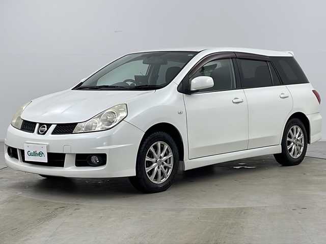 日産 ウイングロード 15M FOUR 道央・札幌 2009(平21)年 13.6万km ホワイトパール ・社外パナソニックポータブルモニター/・純正オーディオ&CD/・ETC/・電動格納ミラー/・純正フロアマット/・ドアバイザー/・オートライト/・ヘッドライトレベライザー/・フォグランプ/・スマートキー/・社外エンジンスターター/・社外AW夏タイヤ積込