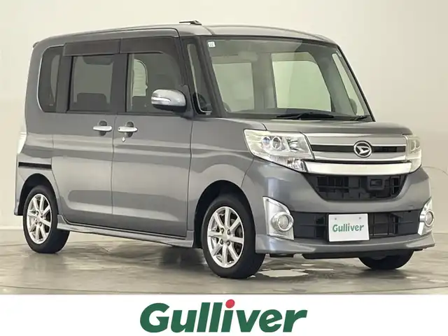 ダイハツ タント カスタム X SA 福島県 2013(平25)年 4.8万km タングステングレーM 純正ナビ/CD.DVD.Bluetooth.フルセグ/スマートアシスト/・低速域衝突回避支援ブレーキ機能/・誤発進抑制制御機能/・先行車発進お知らせ機能/・VSC/TRC/オートライト/LEDヘッドライト/アイドリングストップ/両側パワースライドドア/プッシュスタート/スマートキー