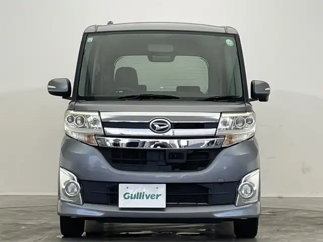 ダイハツ タント カスタム X SA 福島県 2013(平25)年 4.8万km タングステングレーM 純正ナビ/CD.DVD.Bluetooth.フルセグ/スマートアシスト/・低速域衝突回避支援ブレーキ機能/・誤発進抑制制御機能/・先行車発進お知らせ機能/・VSC/TRC/オートライト/LEDヘッドライト/アイドリングストップ/両側パワースライドドア/プッシュスタート/スマートキー
