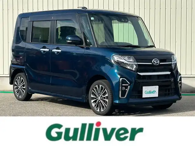 ダイハツ タント カスタム RS 富山県 2021(令3)年 7.9万km レーザーブルークリスタルシャイン 4WD/純正SDナビ/(AM/FM/CD/DVD/USB/ipod)/フルセグTV/カメラ(バック、全方位）/Bluetooth/クルーズコントロール/衝突軽減システム/コーナーセンサー/レーンキープアシスト/オートマチックハイビーム/横滑り防止装置/盗難防止装置/両側パワースライドドア/ドライブレコーダー/ビルトインETC/ハーフレザーシート/シートヒーター　運転席+助手席/純正AW/LEDライト/フォグランプ/アイドリングストップ/スマートキー×2/取扱説明書/保証書