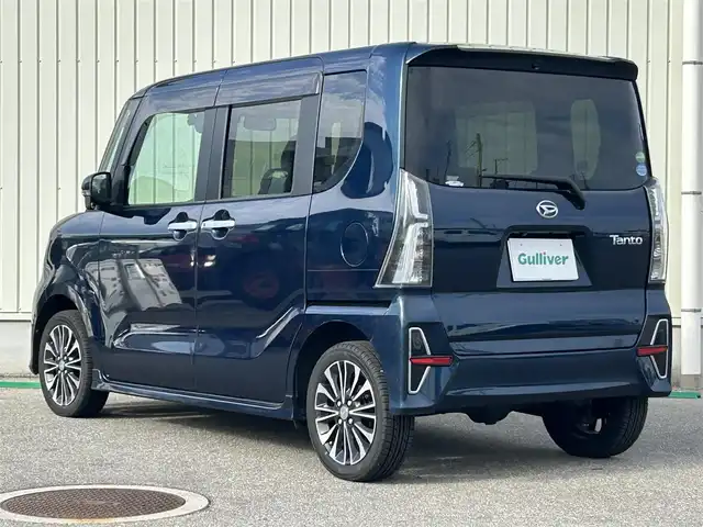 ダイハツ タント カスタム RS 富山県 2021(令3)年 7.9万km レーザーブルークリスタルシャイン 4WD/純正SDナビ/(AM/FM/CD/DVD/USB/ipod)/フルセグTV/カメラ(バック、全方位）/Bluetooth/クルーズコントロール/衝突軽減システム/コーナーセンサー/レーンキープアシスト/オートマチックハイビーム/横滑り防止装置/盗難防止装置/両側パワースライドドア/ドライブレコーダー/ビルトインETC/ハーフレザーシート/シートヒーター　運転席+助手席/純正AW/LEDライト/フォグランプ/アイドリングストップ/スマートキー×2/取扱説明書/保証書