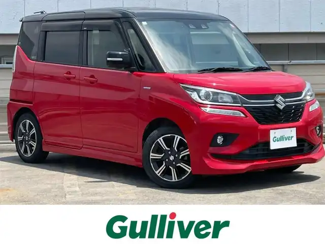 スズキ ソリオ バンディット HV MV 静岡県 2018(平30)年 1.4万km ファーベントレッド/スーパーブラックパール デュアルカメラブレーキサポート/純正メモリーナビ/全周囲カメラ/電動スライドドア/アダプティブクルーズコントロール/プッシュスタート/車線逸脱警報/パーキングセンサー/ＬＥＤヘッドライト/フォグライト/純正１５ＡＷ