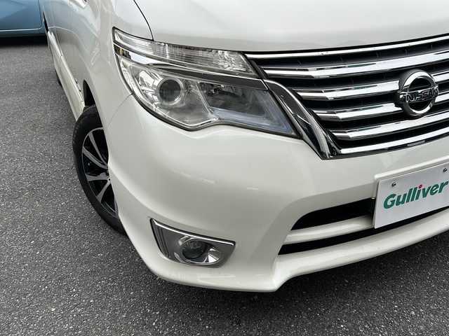 日産 セレナ ハイウェイスター Sハイブリッド 埼玉県 2014(平26)年 12.6万km ブリリアントホワイトパール エマージェンシーブレーキ/社外ナビ/　　CD/DVD/iPod/フルセグTV/バックカメラ/左側パワースライドドア/クルーズコントロール/HIDオートライト/アイドリングストップ/USBポート/ETC