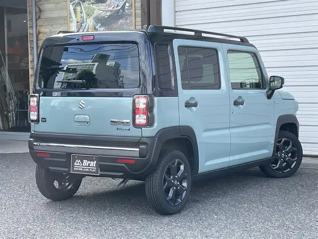 スズキ ハスラー タフワイルド・ターボ 福島県 2024(令6)年 1万km オフブルーメタリック/ブラック 2トーン ATOTOディスプレイオーディオ/純正LEDヘッドライト/デュアルカメラブレーキサポート/レーダークルーズ/フォグランプ/パドルシフト/ルーフレール/純正フロアマット