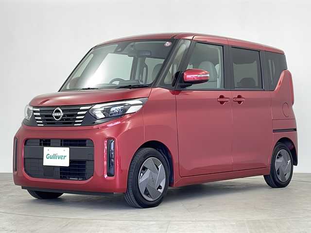 日産 ルークス X 鹿児島県 2023(令5)年 0.5万km スパークリングレッドM 純正９インチナビ/（BT/フルセグTV）/エマージェンシーブレーキ/アラウンドビューモニター/片側パワースライドドア/オートライト/オートハイビーム/コーナーセンサ―/ステアリングスイッチ/アイドリングストップ/LEDヘッドライト/ドライブレコーダー/フロアマット