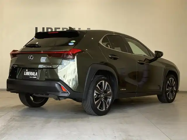 レクサス ＵＸ 250h バージョンL 熊本県 2019(平31)年 4.9万km テレーンカーキマイカM ・スマートキー/・プッシュスタート/・プリクラッシュセーフティ/・レーントレーシングアラート/・ブラインドスポットモニター/・パーキンブサポートアラート/・先行車発進告知/・道路標識認識/・オートマチックハイビーム/・クルーズコントロール(追従式)/・茶革シート/・前席パワーシート/・前席シートヒーター＆エアシート /・ハンドルヒーター /・純正メモリナビ/　【BD・Bluetooth・USB・SD・AUX・MSV】/・フルセグTV/・全方位カメラ/・ETC2.0/・ヘッドアップディスプレイ/・ドライブレコーダー(前方録画)/・LEDヘッドランプ/・LEDフォグランプ/・純正マット
